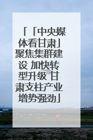 「中央媒体看甘肃」聚焦集群建设 加快转型升级 甘肃支柱产业增势强劲