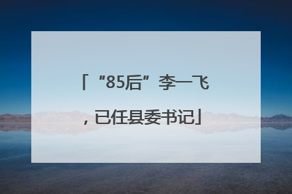 “85后”李一飞，已任县委书记