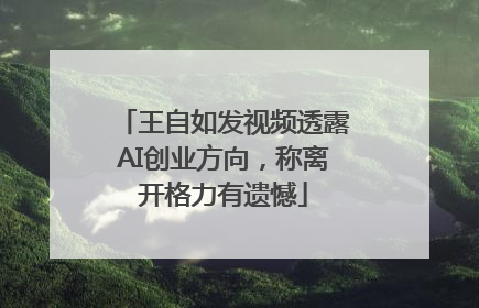 王自如发视频透露AI创业方向，称离开格力有遗憾