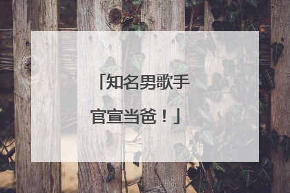 知名男歌手官宣当爸！