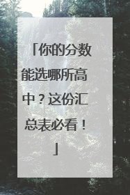 你的分数能选哪所高中？这份汇总表必看！