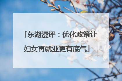 东湖漫评：优化政策让妇女再就业更有底气