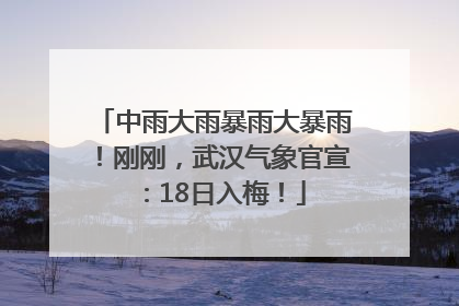 中雨大雨暴雨大暴雨！刚刚，武汉气象官宣：18日入梅！