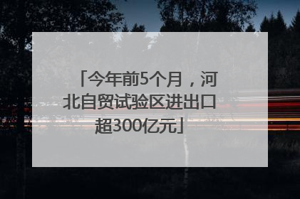 今年前5个月，河北自贸试验区进出口超300亿元