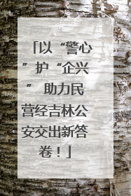 以“警心”护“企兴” 助力民营经吉林公安交出新答卷！
