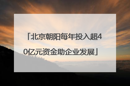 北京朝阳每年投入超40亿元资金助企业发展