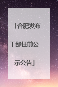 合肥发布干部任前公示公告