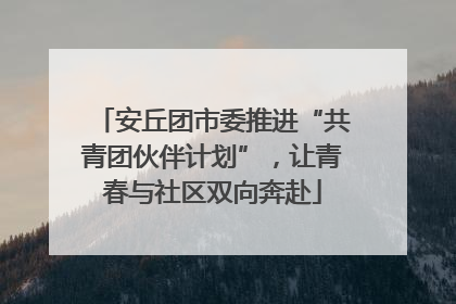 安丘团市委推进“共青团伙伴计划”，让青春与社区双向奔赴