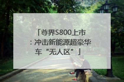 尊界S800上市：冲击新能源超豪华车“无人区”