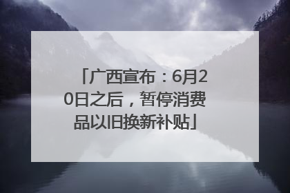 广西宣布：6月20日之后，暂停消费品以旧换新补贴