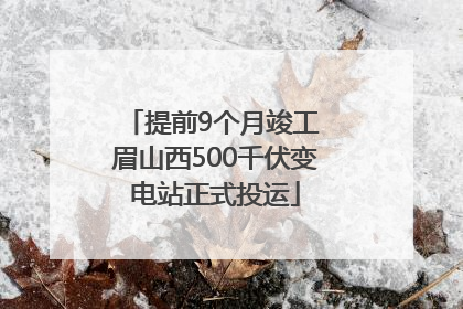 提前9个月竣工 眉山西500千伏变电站正式投运