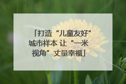 打造“儿童友好”城市样本 让“一米视角”丈量幸福