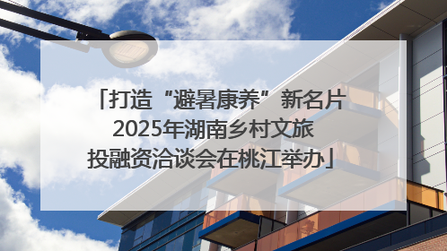 打造“避暑康养”新名片 2025年湖南乡村文旅投融资洽谈会在桃江举办