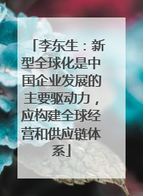 李东生：新型全球化是中国企业发展的主要驱动力，应构建全球经营和供应链体系