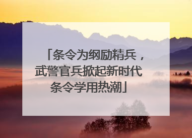 条令为纲励精兵，武警官兵掀起新时代条令学用热潮