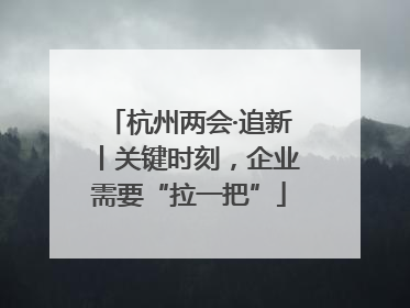 杭州两会·追新丨关键时刻，企业需要“拉一把”