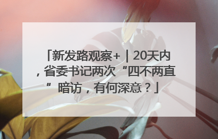 新发路观察+｜20天内，省委书记两次“四不两直”暗访，有何深意？