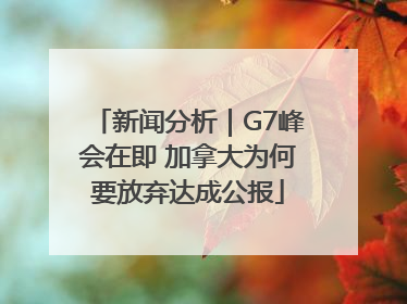 新闻分析｜G7峰会在即 加拿大为何要放弃达成公报