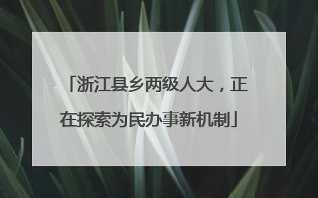 浙江县乡两级人大，正在探索为民办事新机制
