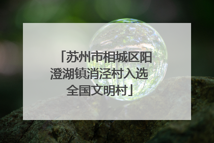 苏州市相城区阳澄湖镇消泾村入选全国文明村