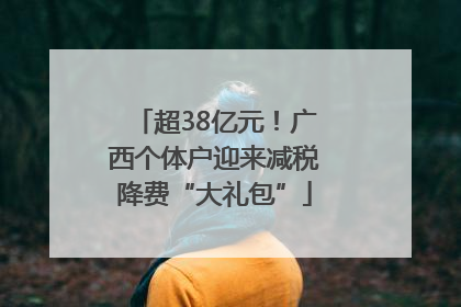 超38亿元！广西个体户迎来减税降费“大礼包”