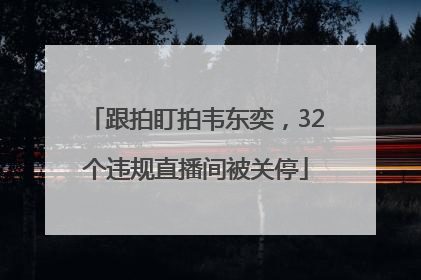 跟拍盯拍韦东奕，32个违规直播间被关停