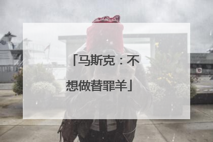 马斯克：不想做替罪羊