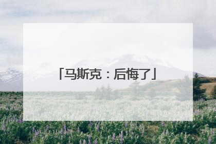 马斯克：后悔了