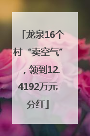 龙泉16个村“卖空气”，领到12.4192万元分红