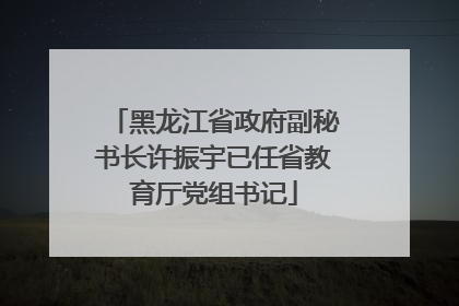 黑龙江省政府副秘书长许振宇已任省教育厅党组书记