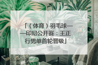 （体育）羽毛球——印尼公开赛：王正行男单首轮晋级